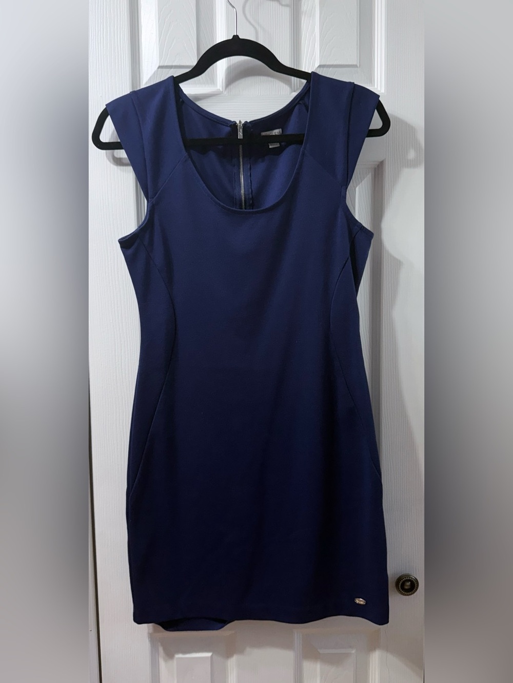 GUESS Navy Fitted Midi Dress